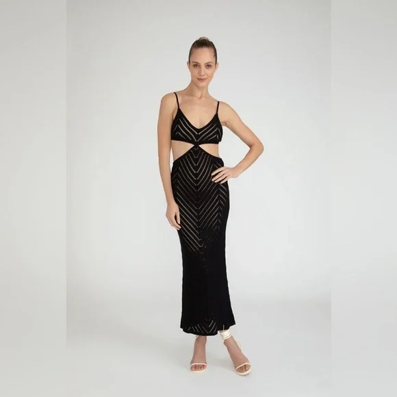 white christmas dresses Black Laser Cut Eyelet Dress